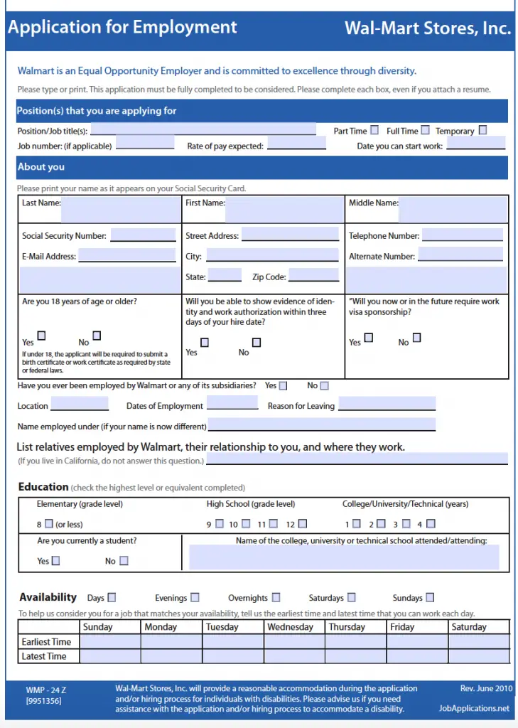 walmart check application status