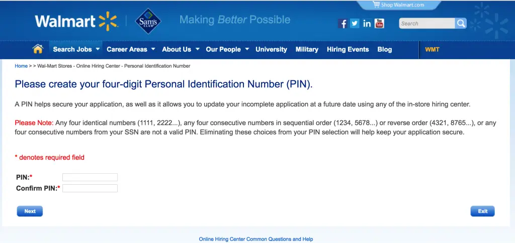 middlefield walmart application status