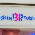 Baskin Robbins sign above a shop.