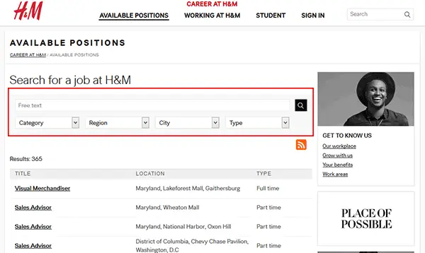 H&m Online Job Application Forms