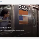 LIRR/MTA career center page showing a job description and video for a conducter.