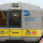LIRR train with company logo.