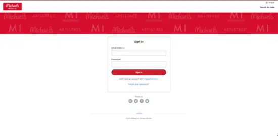 A screenshot from the Michaels website's career page.