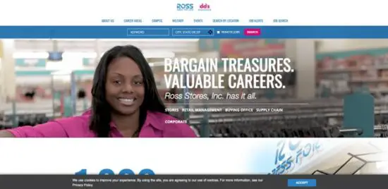 A screenshot from the Ross website's career page.