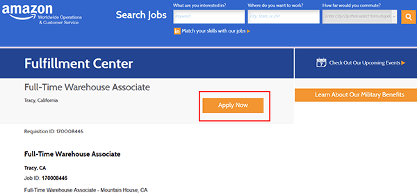 how to apply amazon job online