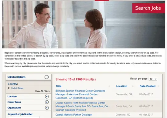 bank of america job portal'