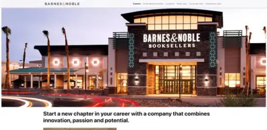 A screenshot of the Barnes & Noble website's career page.