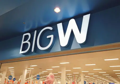 A Big W sign above the store entrance.