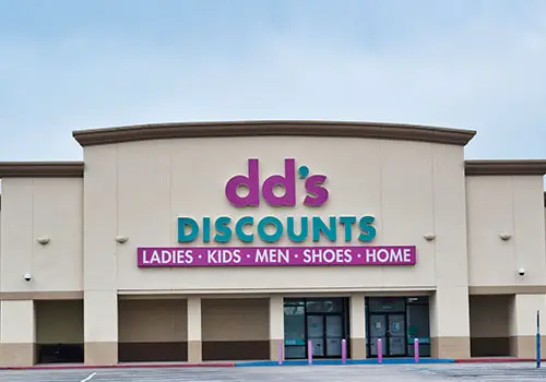 dd's Discount's retail storefront entrance.