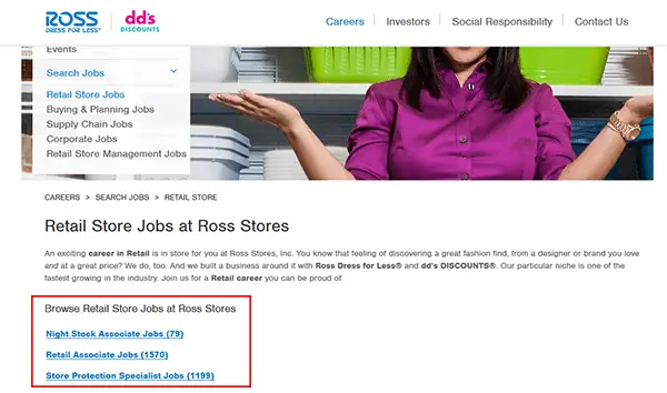 Ross dress for less hotsell careers application