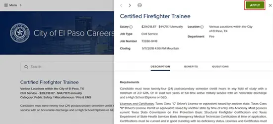 City of El Paso Job Application Apply Online