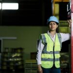 A female warehouse worker