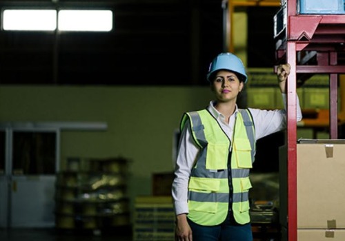 A female warehouse worker