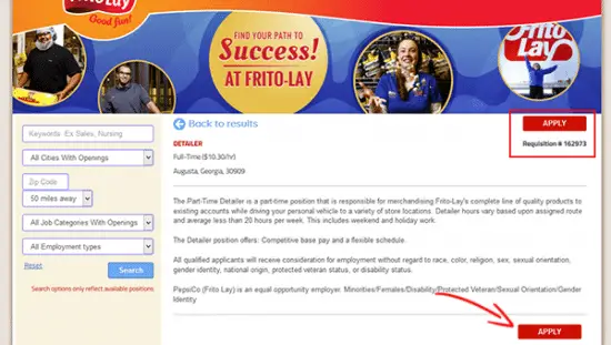 FritoLay Job Application Apply Online