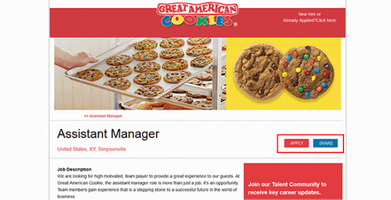 great american cookie company employment
