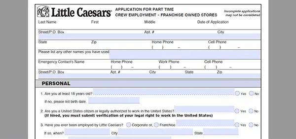 Little Ceasars Job Applications Adobe Pdf Apply Online