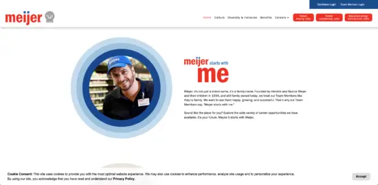 Meijer careers landing page.