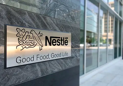 Nestle headquarters building sign.