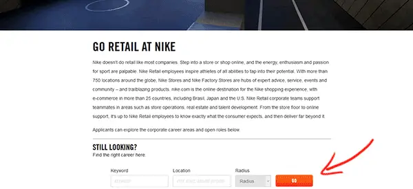 nike retail employment website