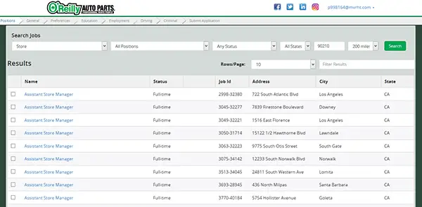 O Reilly Auto Parts Job Application Apply Online
