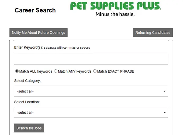 Pet Supplies Plus Job Application 