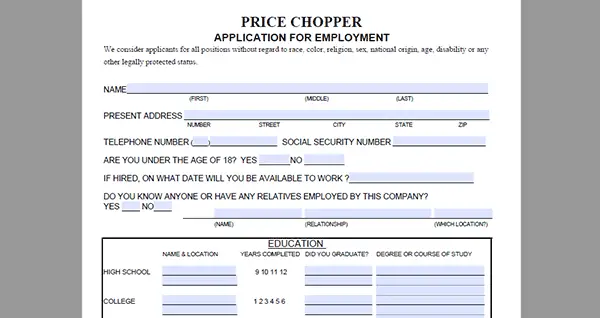 Price Chopper Job Application Adobe Pdf Apply Online