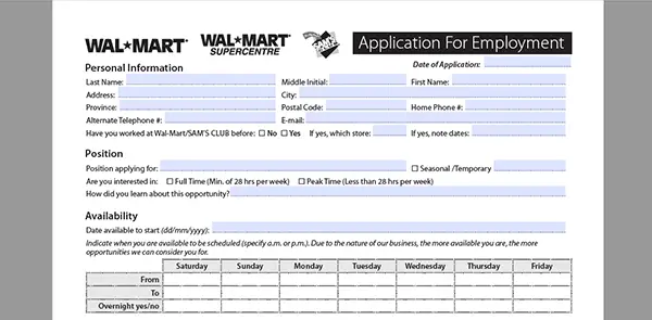 Sam's Club Job Application Adobe PDF Apply Online