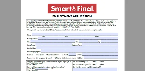 Smart & Final Job Application Adobe PDF Apply Online