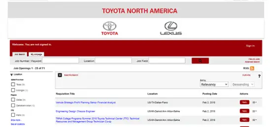 Toyota Job Application & Careers