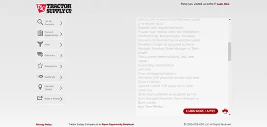Tractor Supply Careers Login